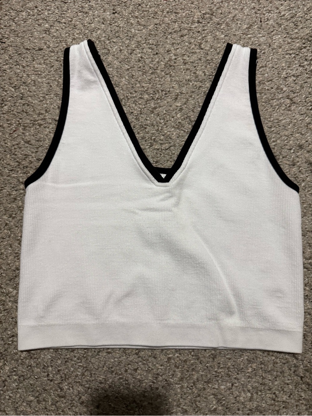 Fabletics White Tank Top with Black Trim